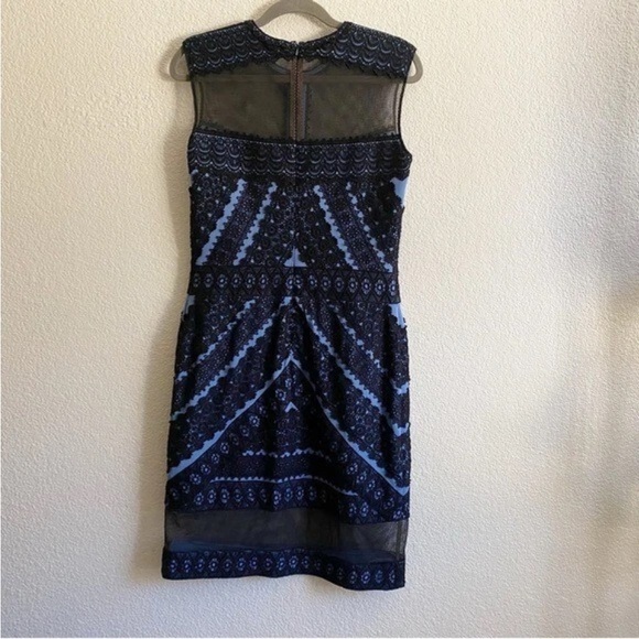 Tadashi Shoji - Women's, Blue/Black, Embroidered Sheath Dress, Sleeveless, 14 - Picture 2 of 14